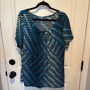 Striped Blue and Black Women's Top